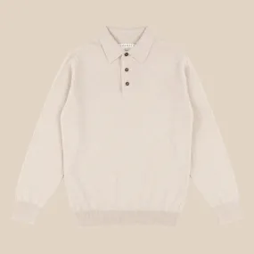 Cashmere polo shirt in oatmeal