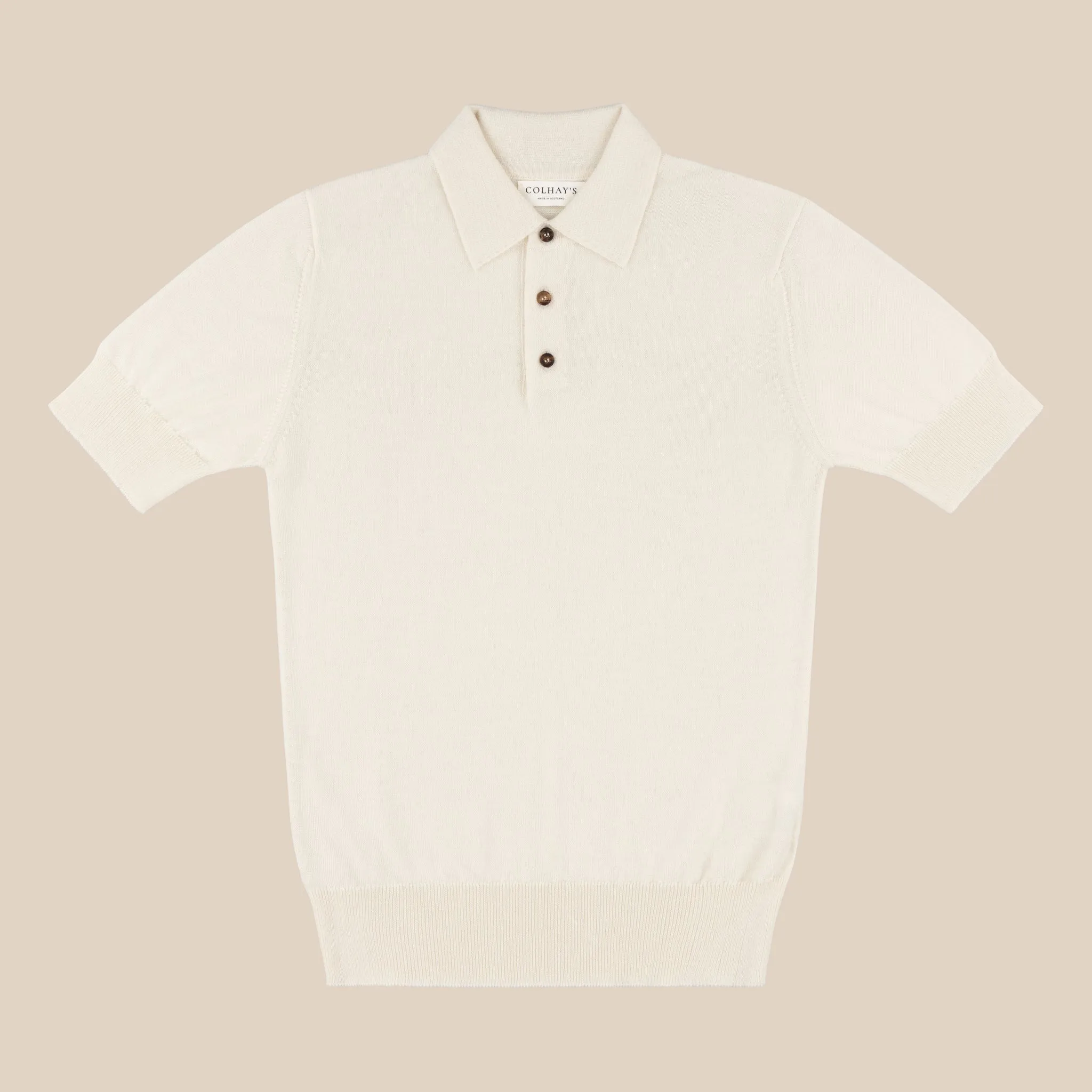 Cashmere silk tennis polo in cream