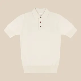 Cashmere silk tennis polo in cream