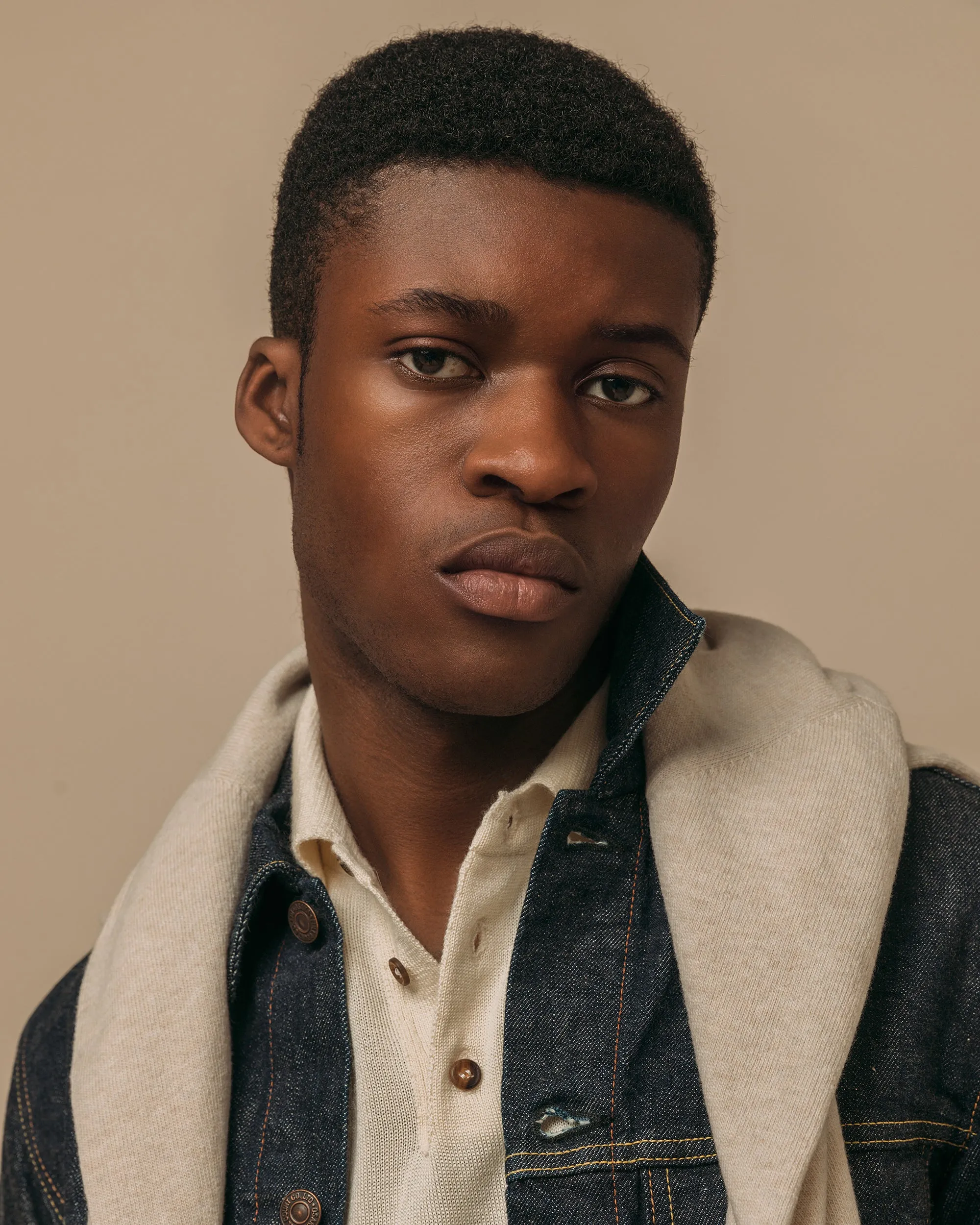 Cashmere silk tennis polo in cream