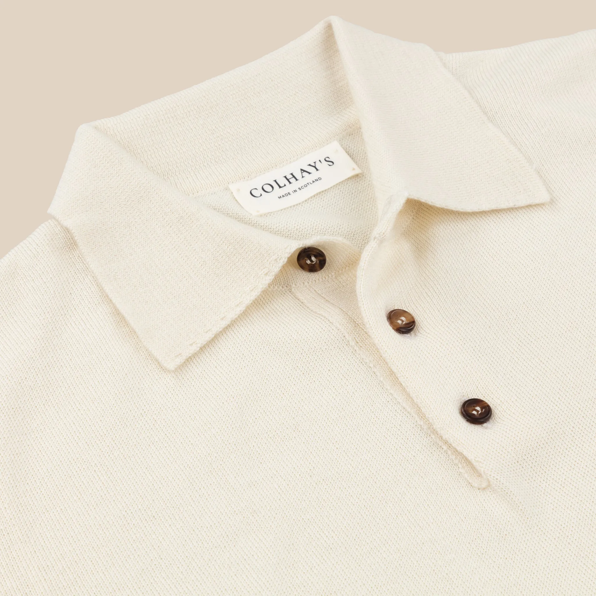 Cashmere silk tennis polo in cream