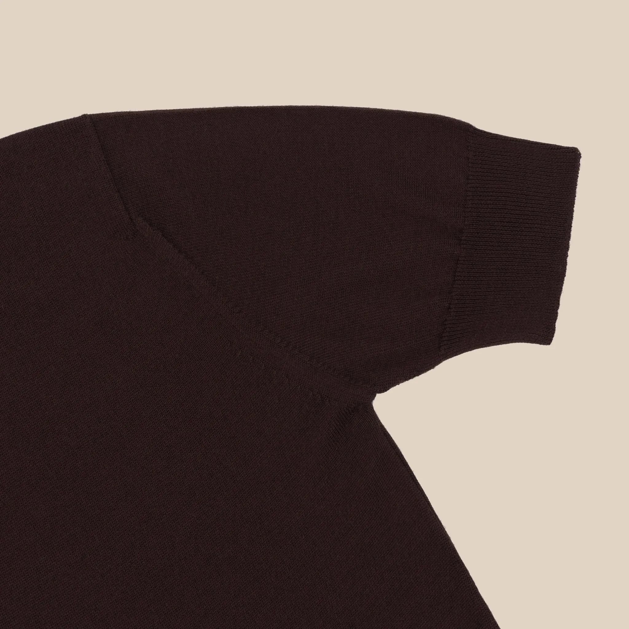 Cashmere silk tennis polo in dark brown