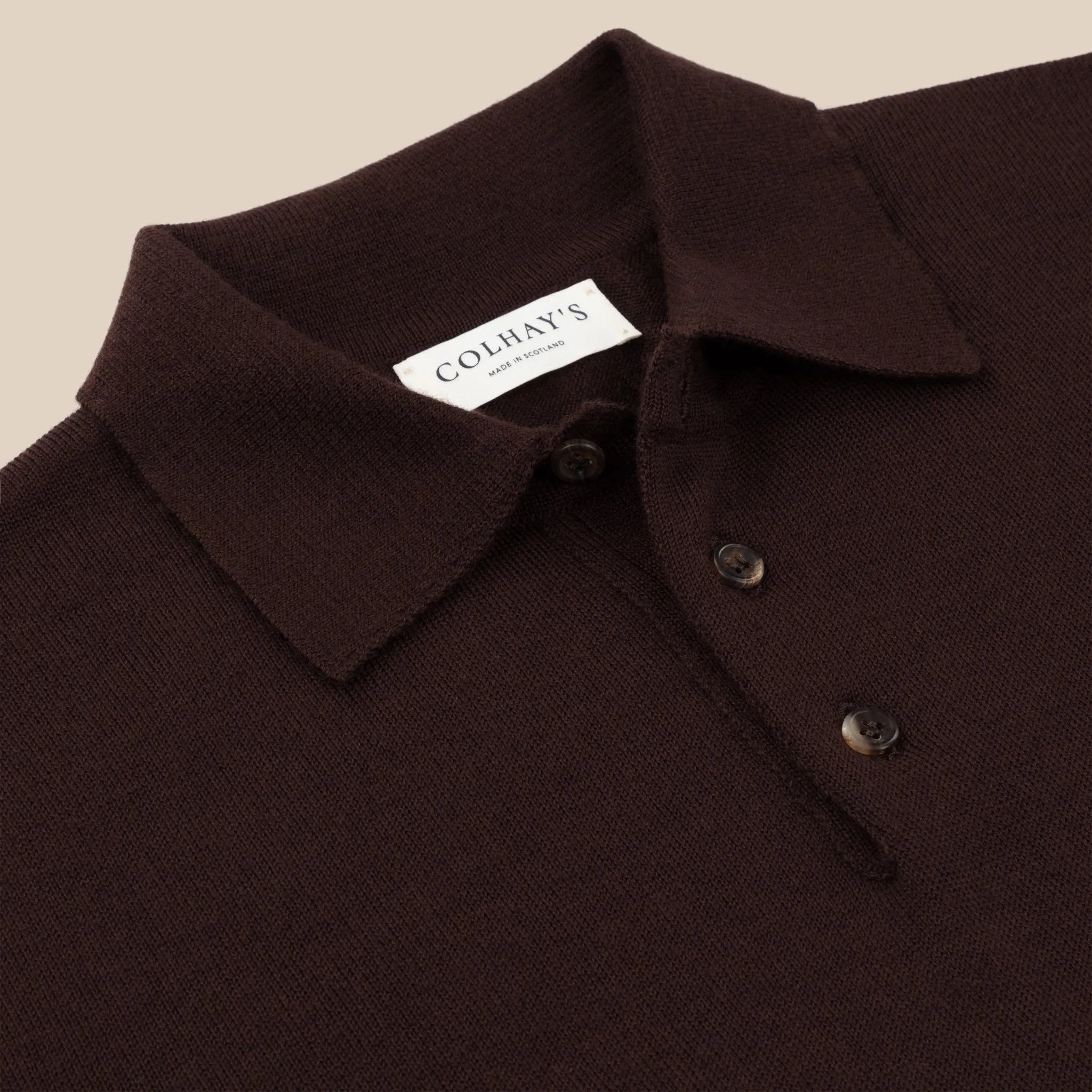 Cashmere silk tennis polo in dark brown