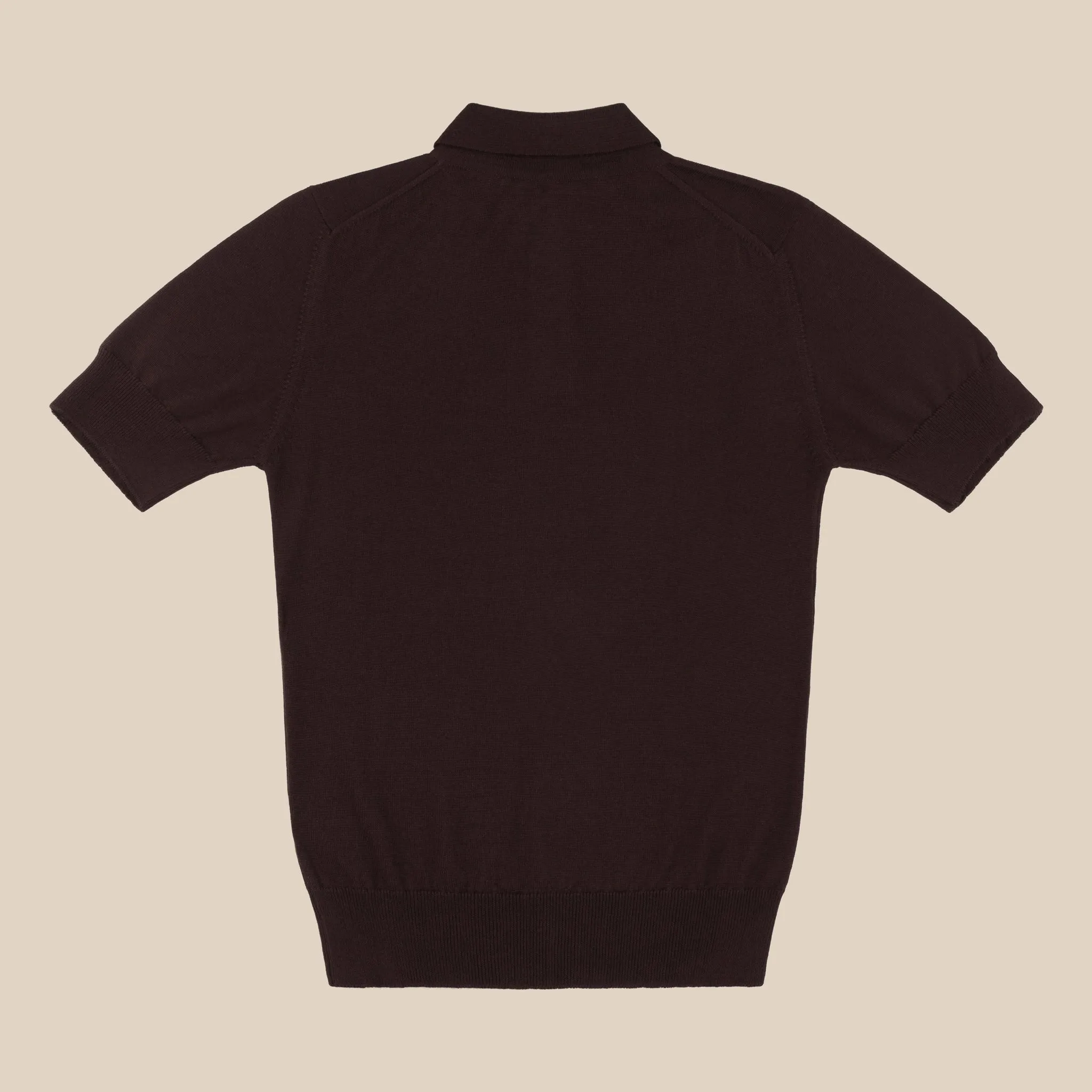 Cashmere silk tennis polo in dark brown