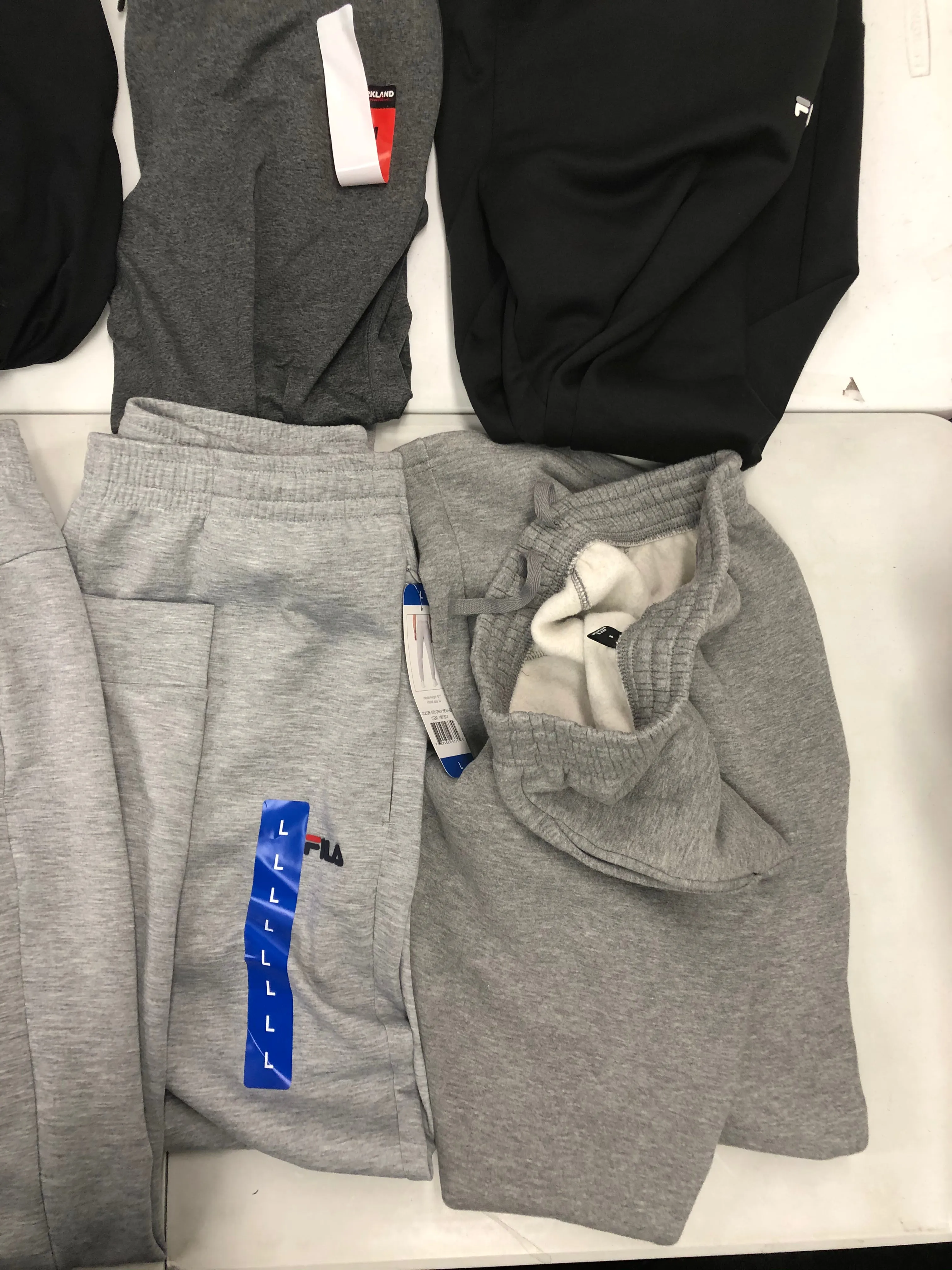 Men's Clothing Sweatpants and more Wholesale Lot, FILA, EDDIE BAUER, STEVE MADDEN, KIRKLAND and more, 8 items, Shelf Pulls, MSRP $381