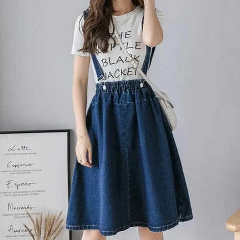 Moena Denim Suspenders Skirt