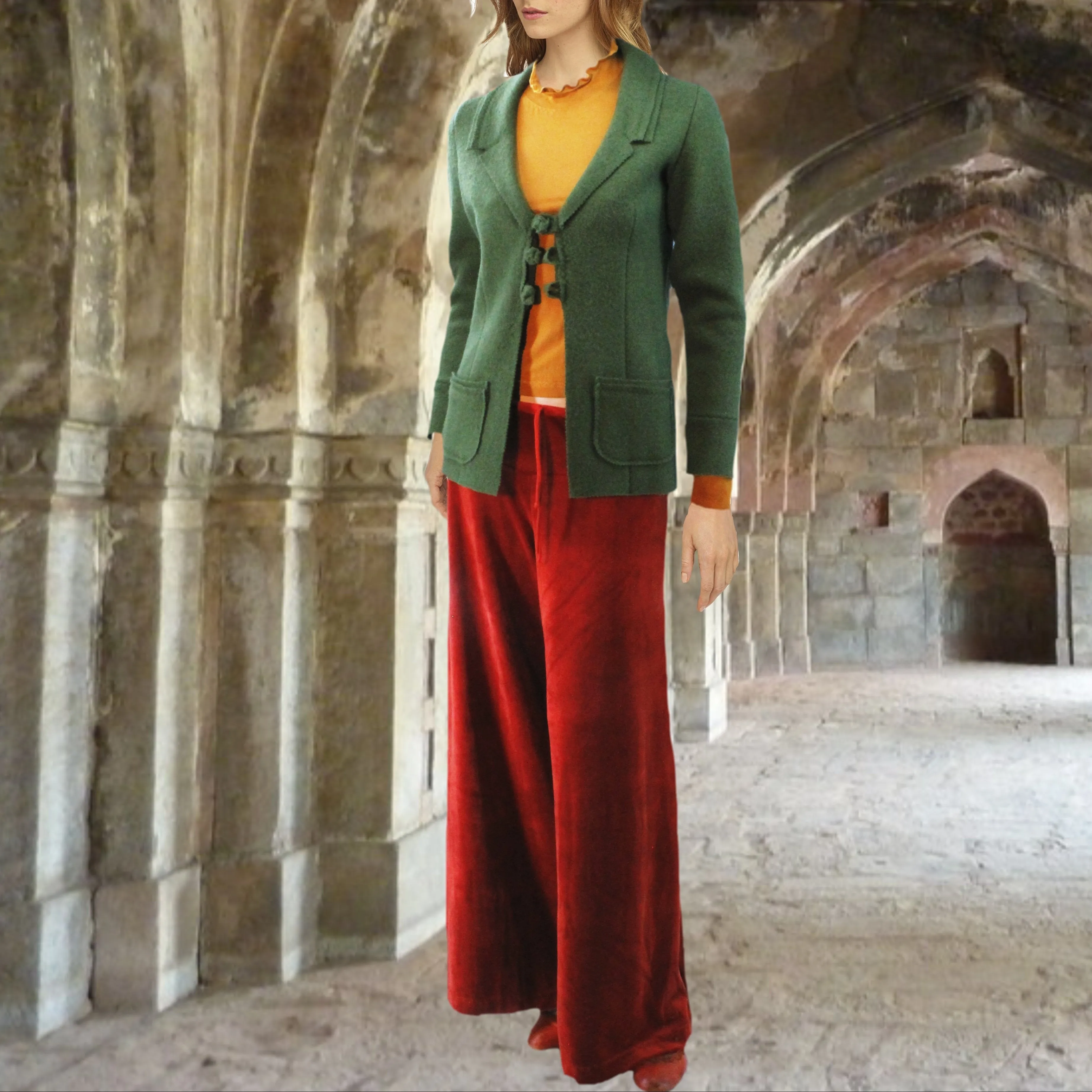 Palazzo broek in soepele nicky velours / Palazzo pants in cotton velvet