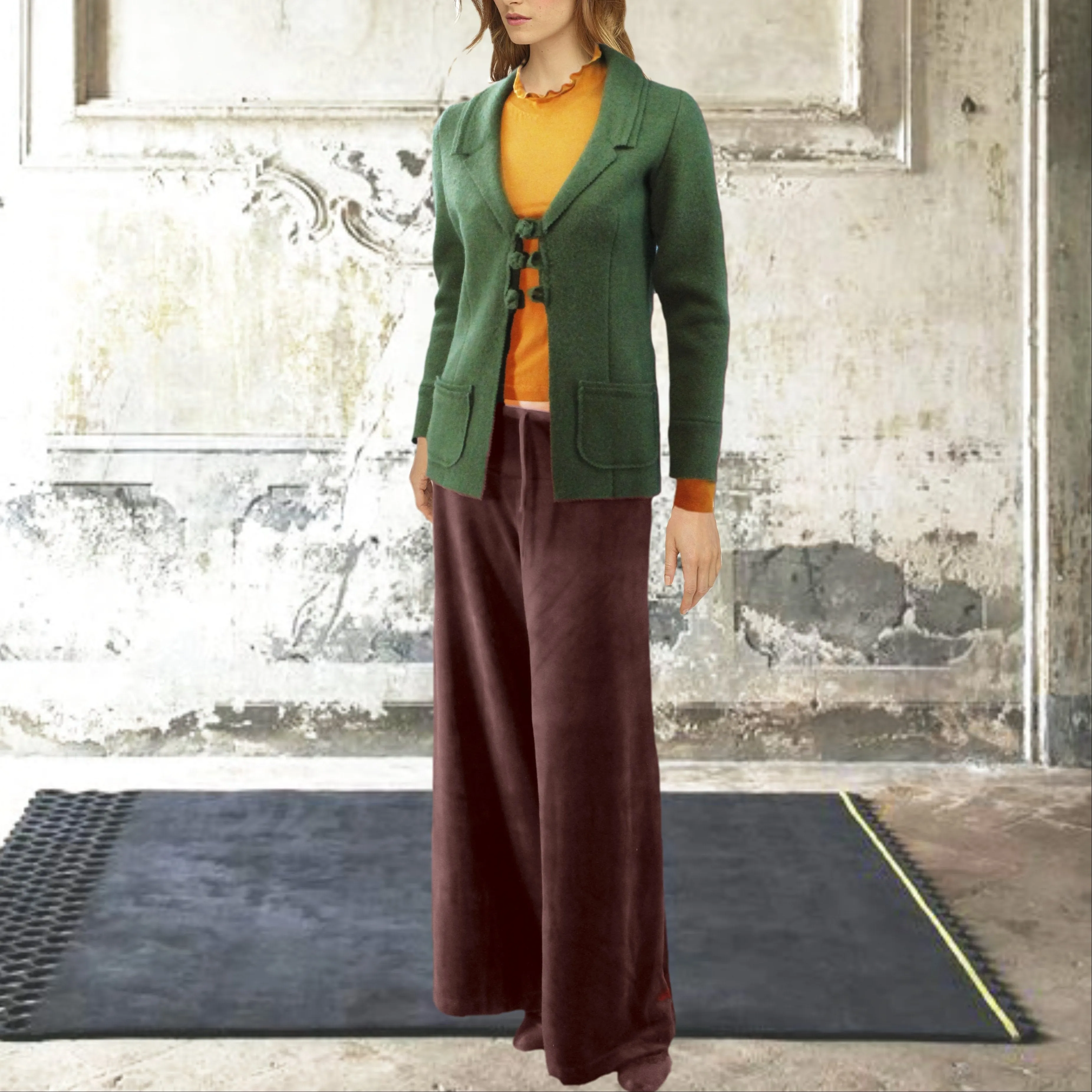 Palazzo broek in soepele nicky velours / Palazzo pants in cotton velvet