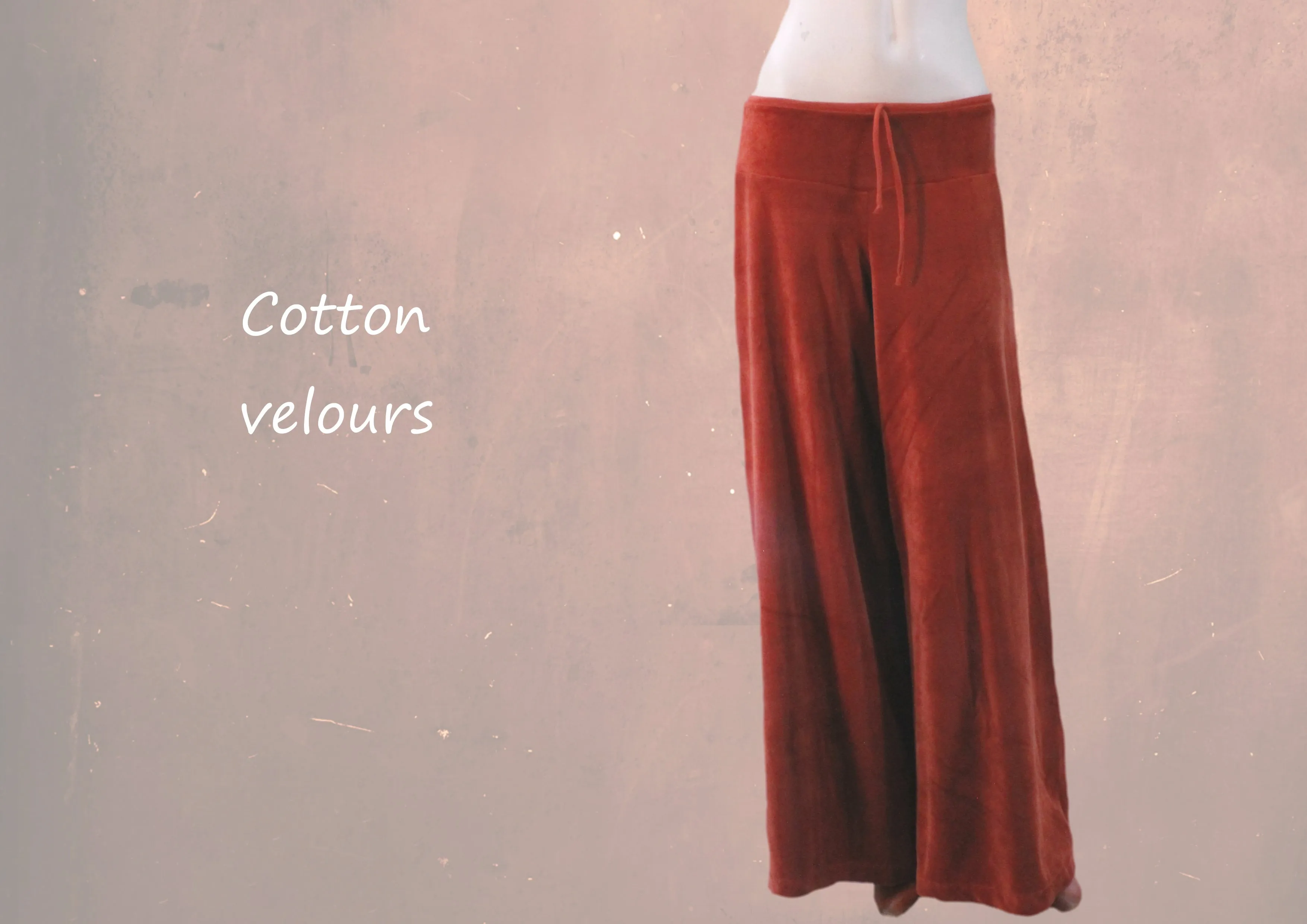 Palazzo broek in soepele nicky velours / Palazzo pants in cotton velvet