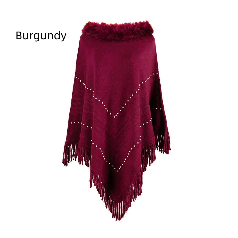 TastyHottie - FRINGE COLLAR BEADED SHAWL CLOAK