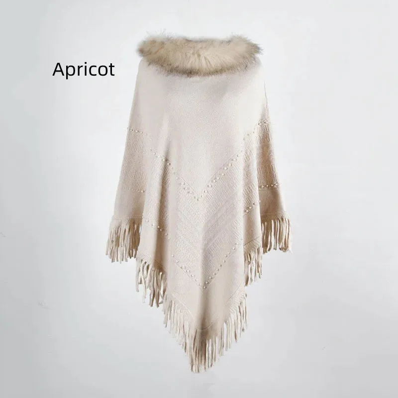 TastyHottie - FRINGE COLLAR BEADED SHAWL CLOAK
