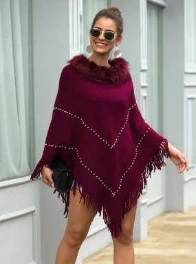 TastyHottie - FRINGE COLLAR BEADED SHAWL CLOAK