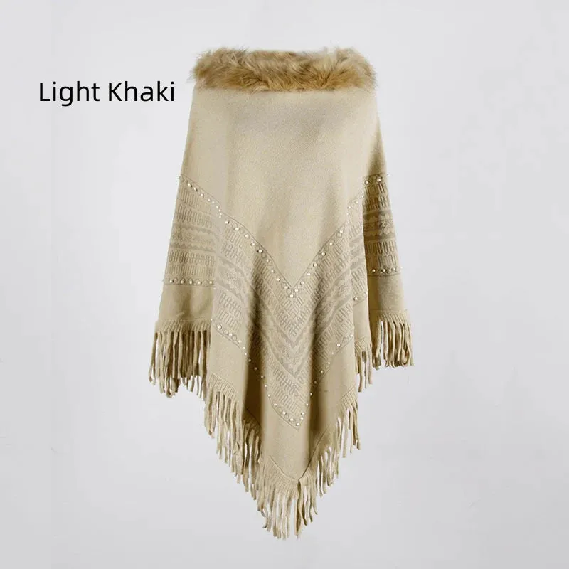 TastyHottie - FRINGE COLLAR BEADED SHAWL CLOAK
