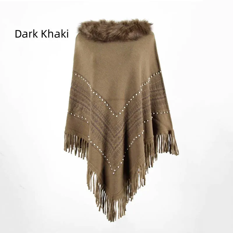 TastyHottie - FRINGE COLLAR BEADED SHAWL CLOAK